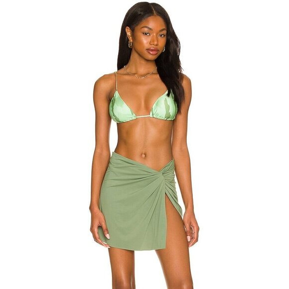 New Vix Swimwear Karen Mini Skirt Pareo Skirt Olive Swim Beach Cover-Up NWT - Picture 2 of 10